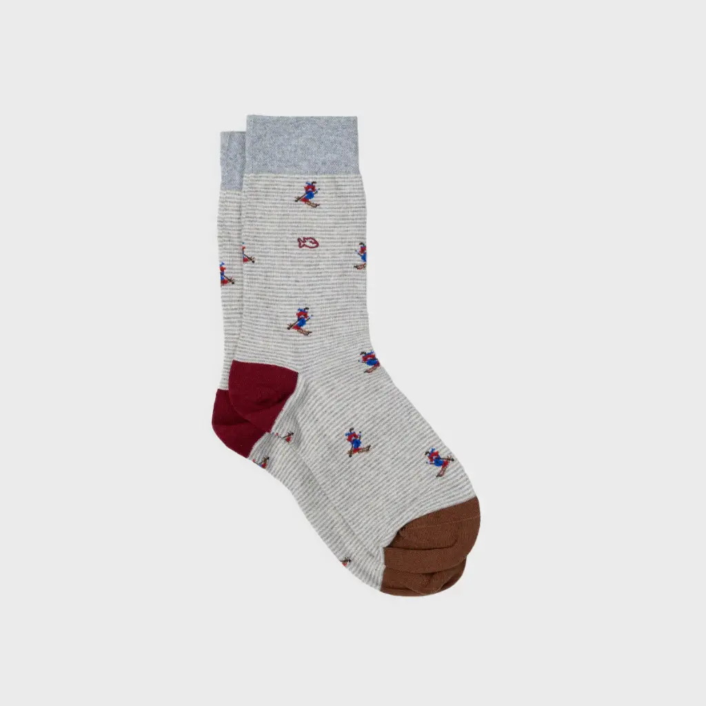 Billybelt - Baumwollsocken Patterned RED SLOPE/SKI gestreift - light grey, bordeaux