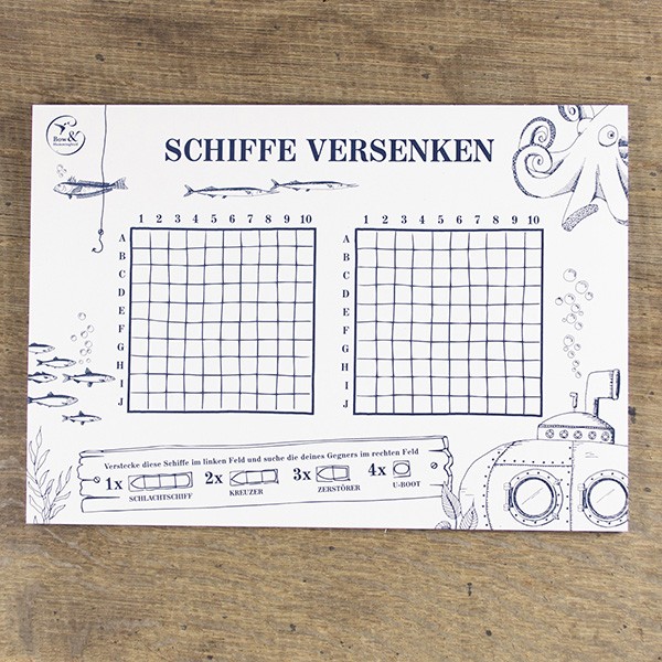 Bow & Hummingbird - Maritimer Spielblock Schiffe versenken - DIN A5