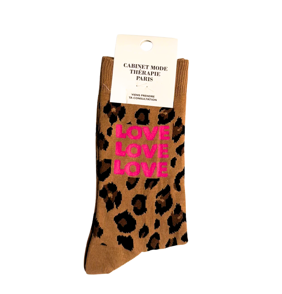 Cabinet Mode Therapie Paris - LOVE LOVE LOVE Socken Leo brown pink