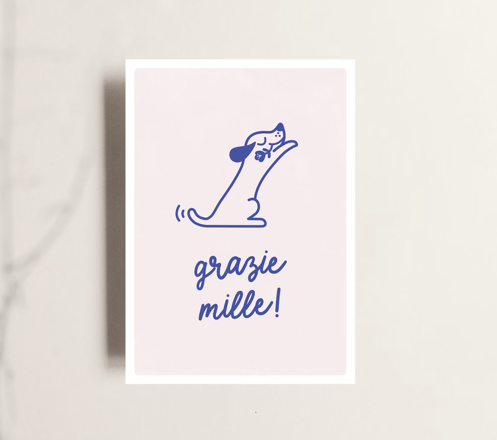 Tante Tia - Postkarte - Grazie mille (Hund)