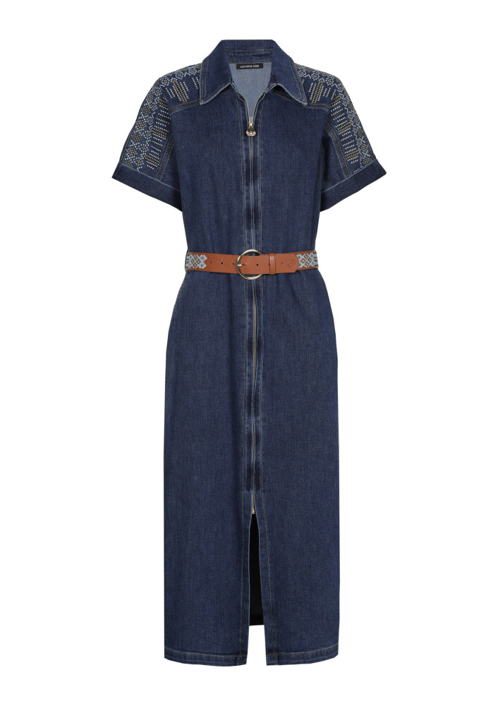 Caroline Biss - Kleid DENIM DRESS WITH REFINED STITCHING, Jeans Dark Blue