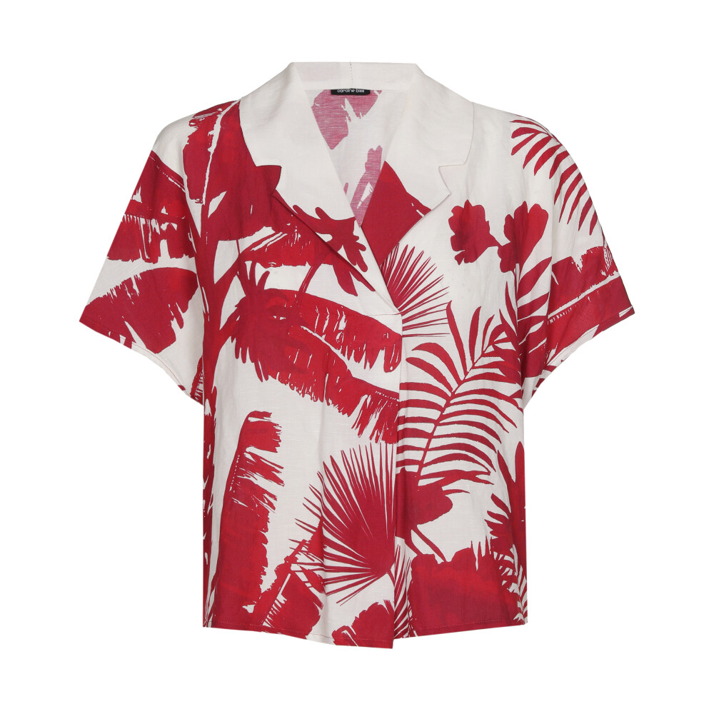 Caroline Biss - Tunika LINEN-BLEND BLOUSE WITH BOTANICAL PRINT red multicolor