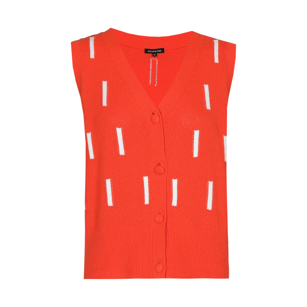 Caroline Biss - SLEEVELESS SWEATER WITH BUTTON FASTENING, Orange