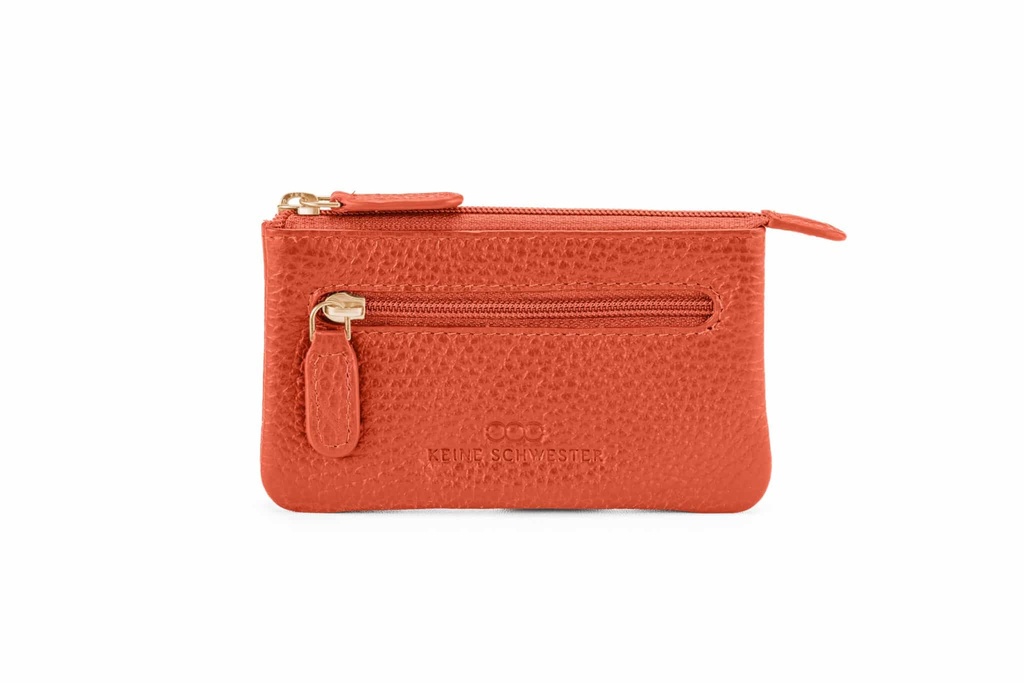 Duo-Schlüsseltasche | koralle | gold | genarbt