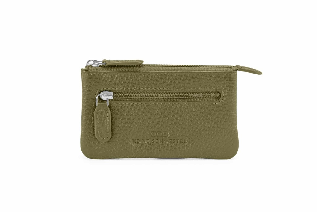 Duo-Schlüsseltasche | oliv | silber | genarbt