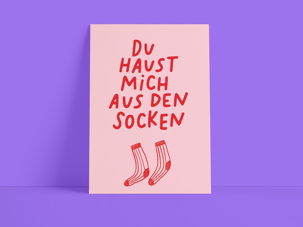 Süsswarenladenfrau - Postkarte - Du haust mich aus den Socken