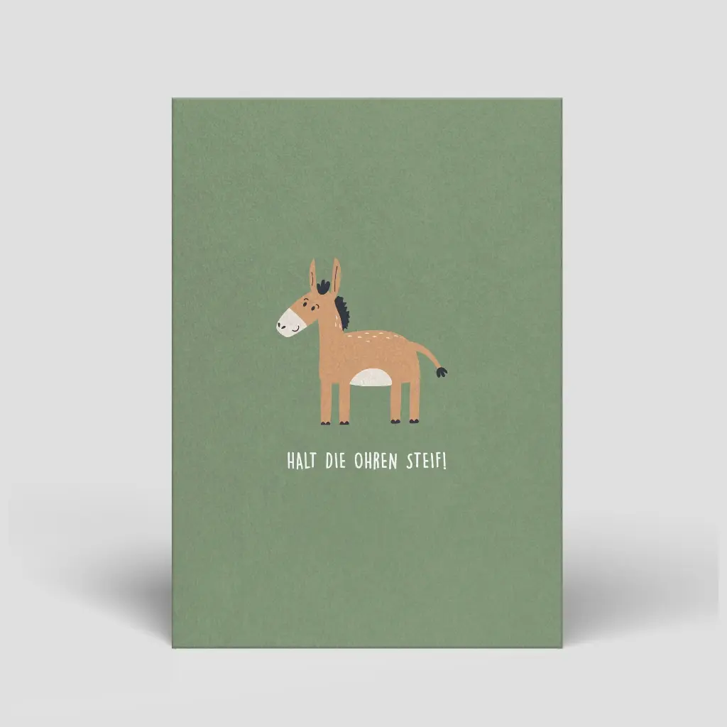Naturbedacht - Postkarte - Halt die Ohren steif (Esel)