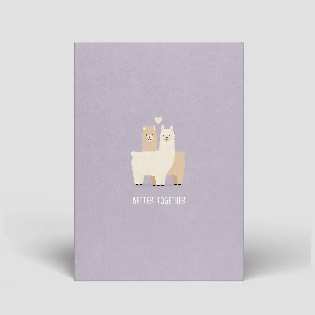 Naturbedacht - Postkarte - Better together (Alpaka)