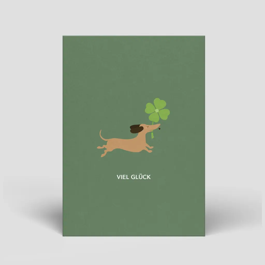 Naturbedacht - Postkarte - Dackel wünscht Glück (Viel Glück)