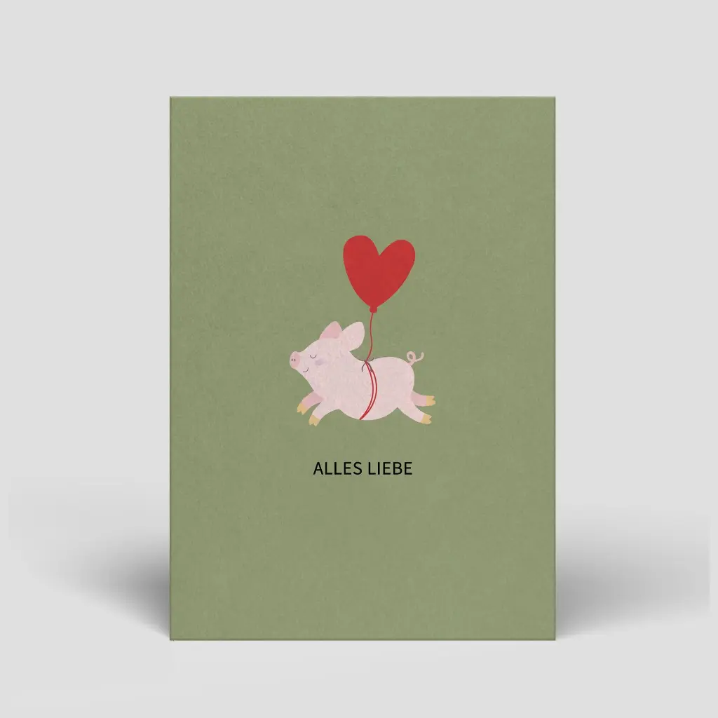 Naturbedacht - Postkarte - Schwein (Alles Liebe)