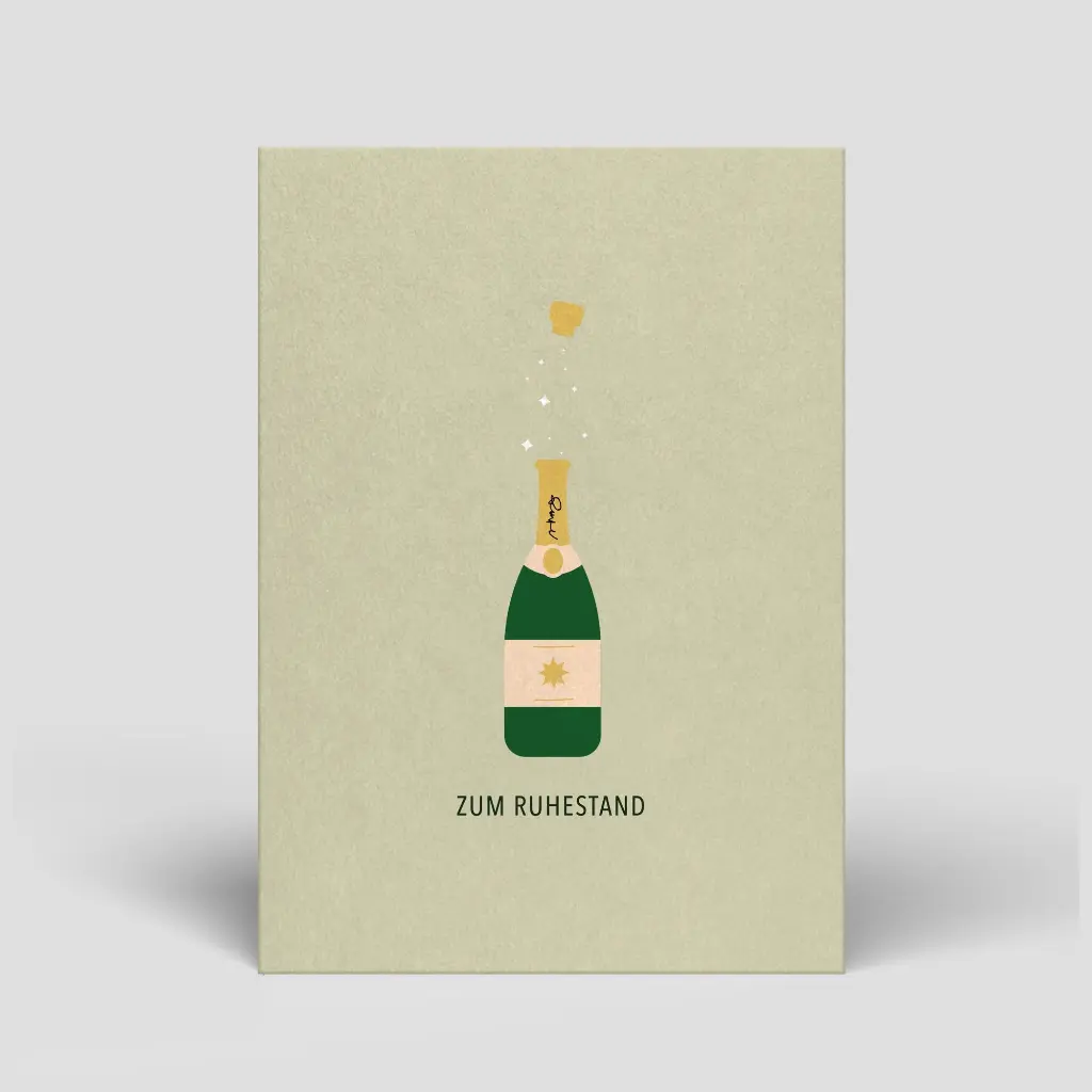 Naturbedacht - Postkarte - Sektflasche (Zum Ruhestand)