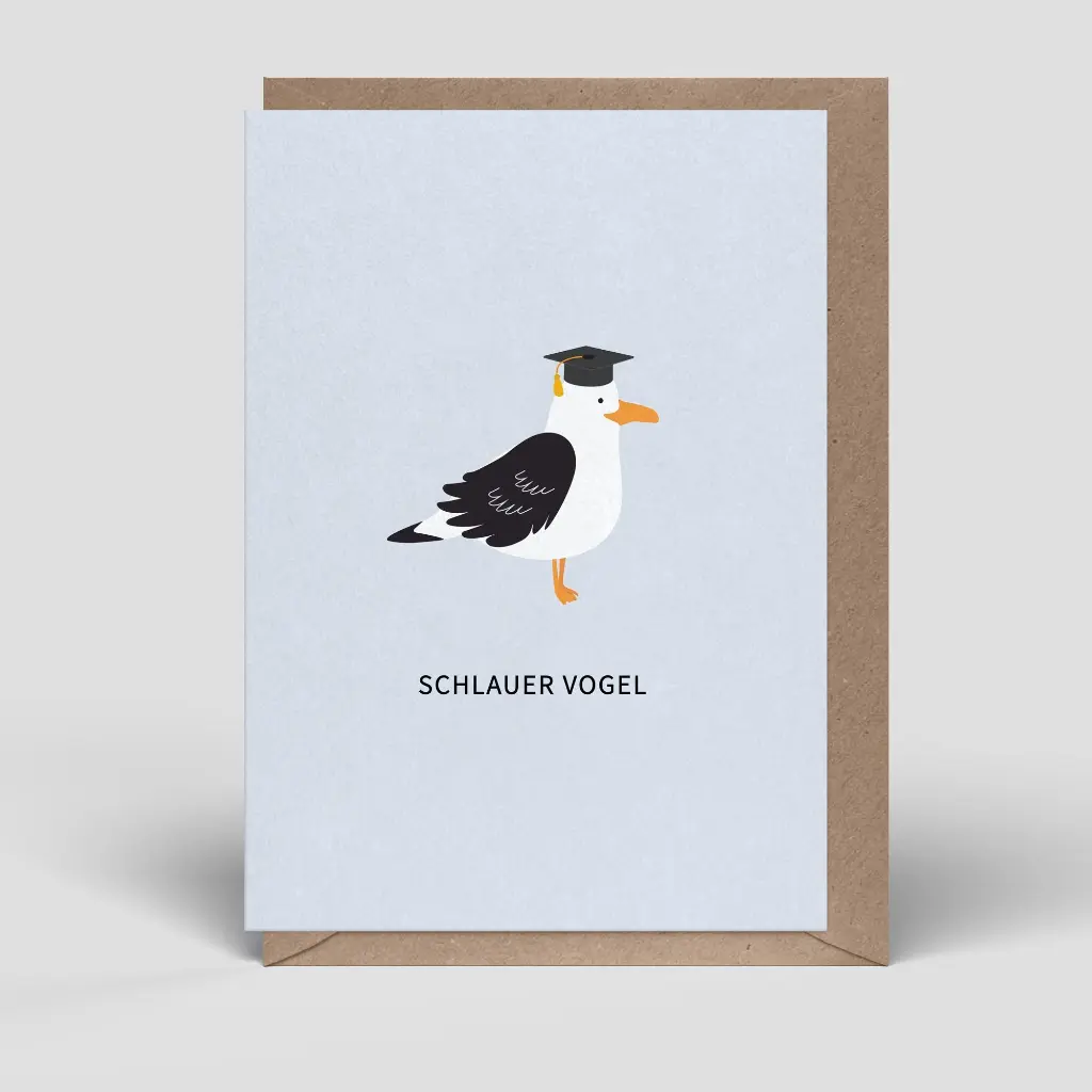 Naturbedacht - Grußkarte mit Umschlag - Schlauer Vogel
