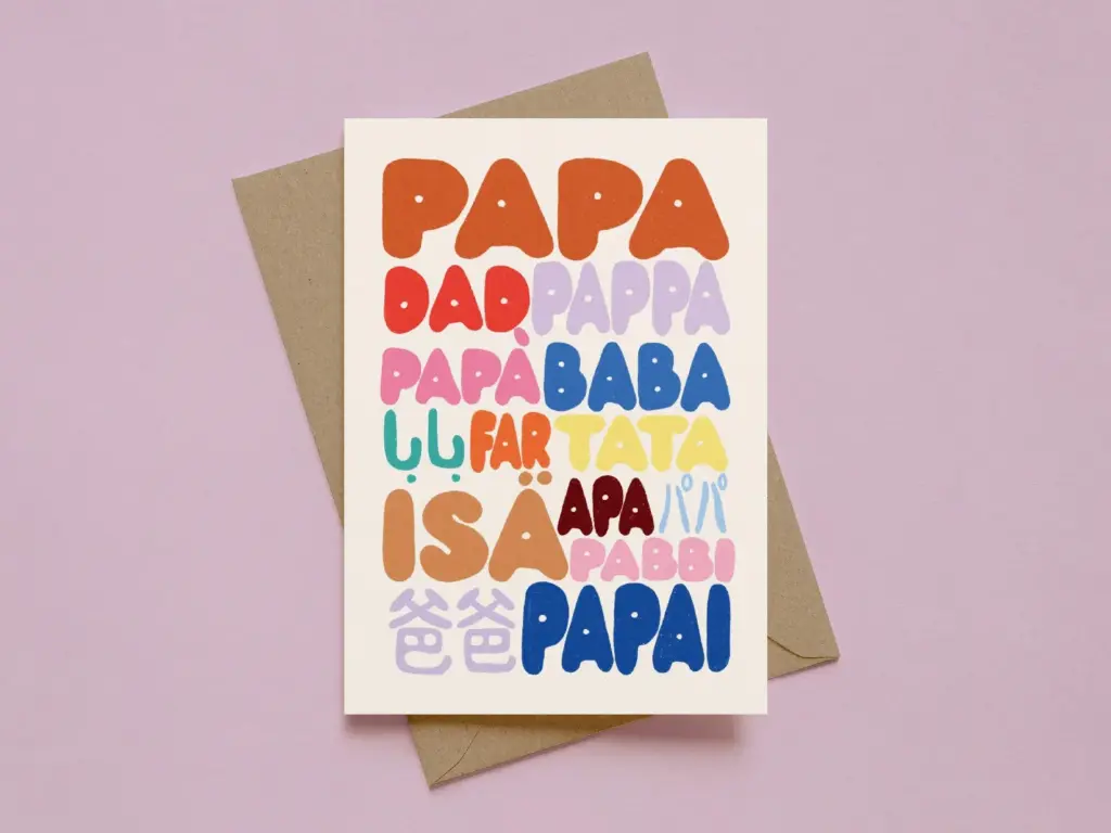 Modern Kids Art - Postkarte mit Umschlag - Papa (mehrsprachig)