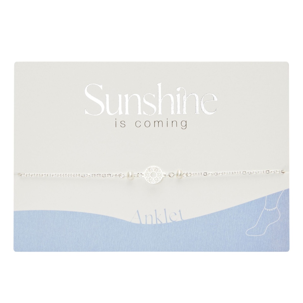 HCA - Fußkettchen - Sunshine is coming - versilbert, Süßwasserzuchtperle - Mandala der Liebe