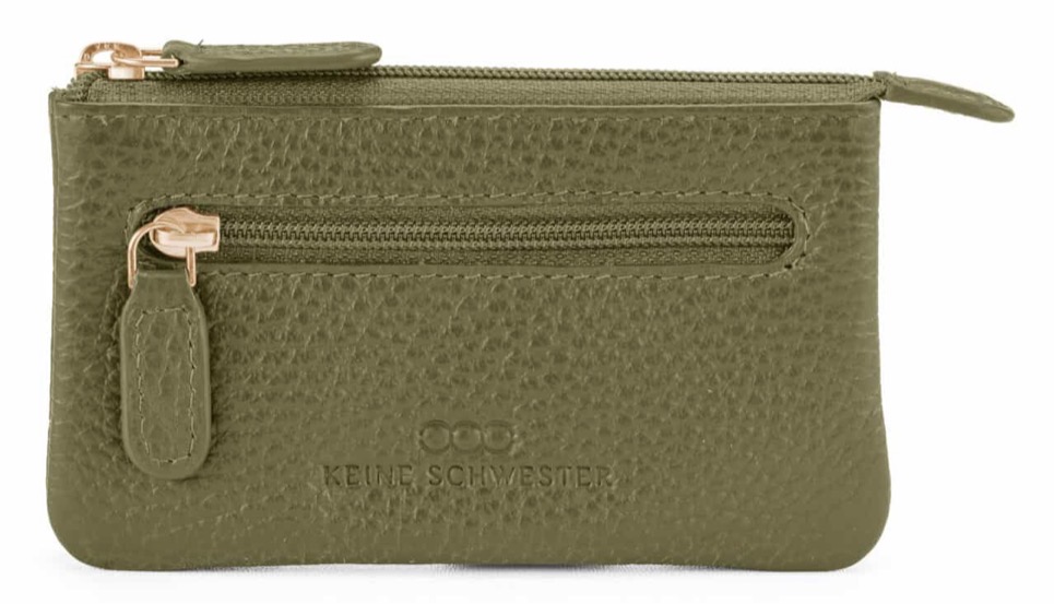 Duo Schlüsseltasche | oliv | gold | genarbt