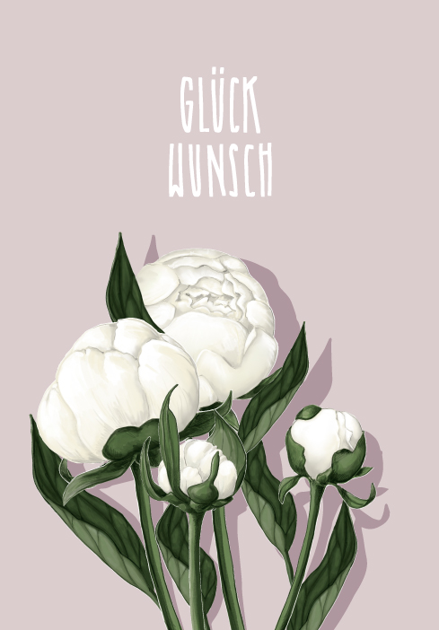 Nobis Design - Klappkarte - illi - Peonie Glückwunsch