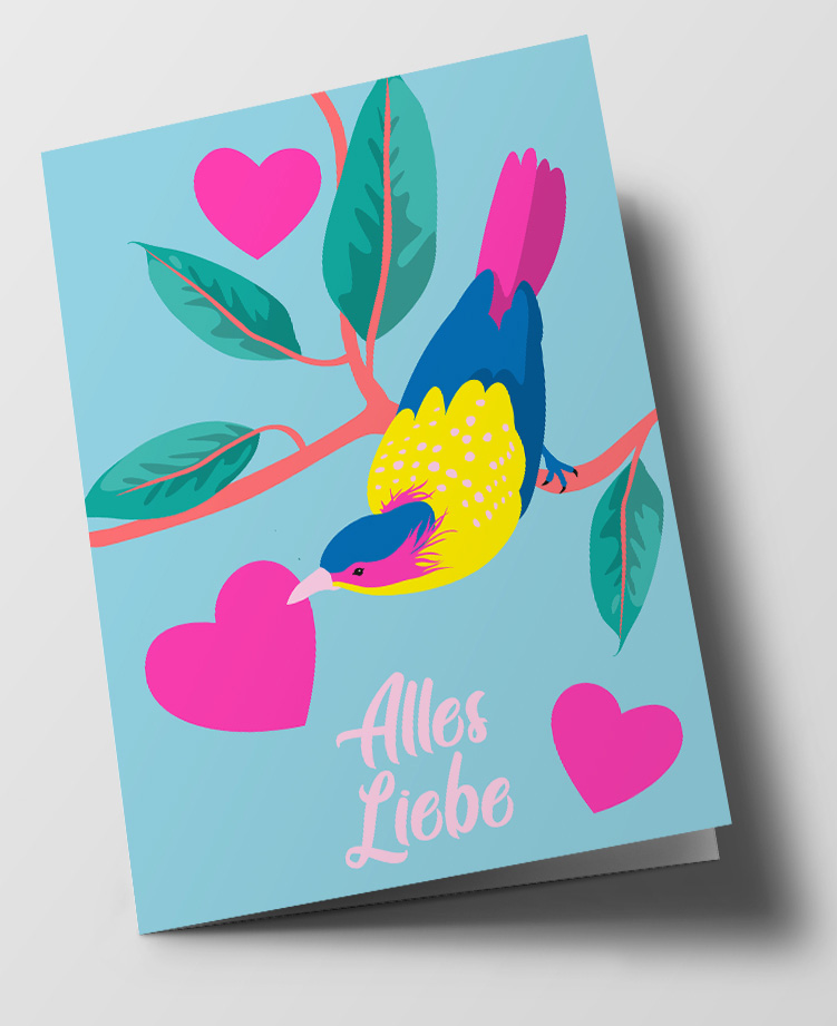 Nobis Design - Klappkarte - Happiness - Alles Liebe Vögelchen