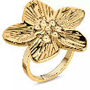 Charmins - R1855 - Chunky ring cherry blossom gold plated