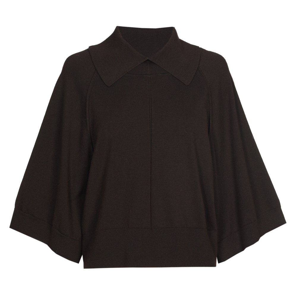 Caroline Biss - SHORT PULLOVER WITH KIMONO SLEEVE coffee