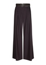 Caroline Biss - ELEGANT TROUSERS WITH DOUBLE BELT, MID WAIST eggplant