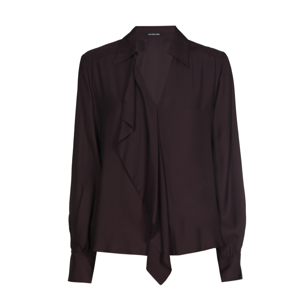 Caroline Biss - SHINY BLOUSE WITH JABOT DETAIL eggplant