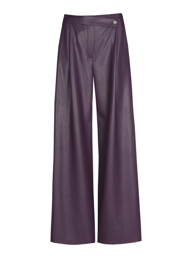 Caroline Biss - CITY CHIC TROUSERS IN VEGAN LEATHER, NORMAL WAIST plum