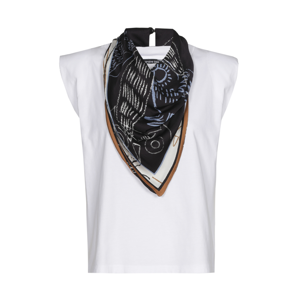 Caroline Biss - COTTON T-SHIRT WITH ATTACHED SCARF white (multi colour)