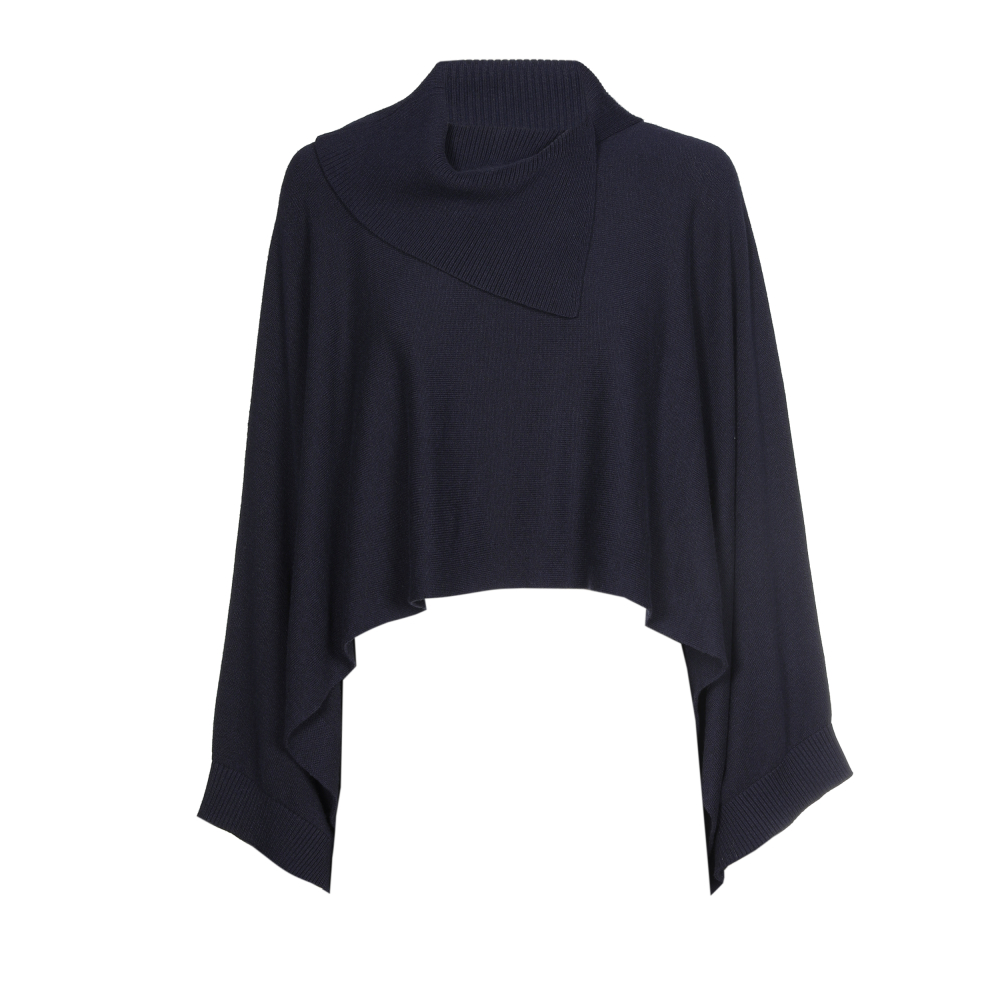 Caroline Biss - LOOSE PONCHO WITH WIDE SLEEVES midnight blue