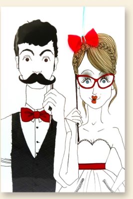 Buttique - Große Klappkarte DIN A5 - Big Formidabel - Wedding fun (inkl. Acryl-Anhänger/Kette pink + Umschlag)