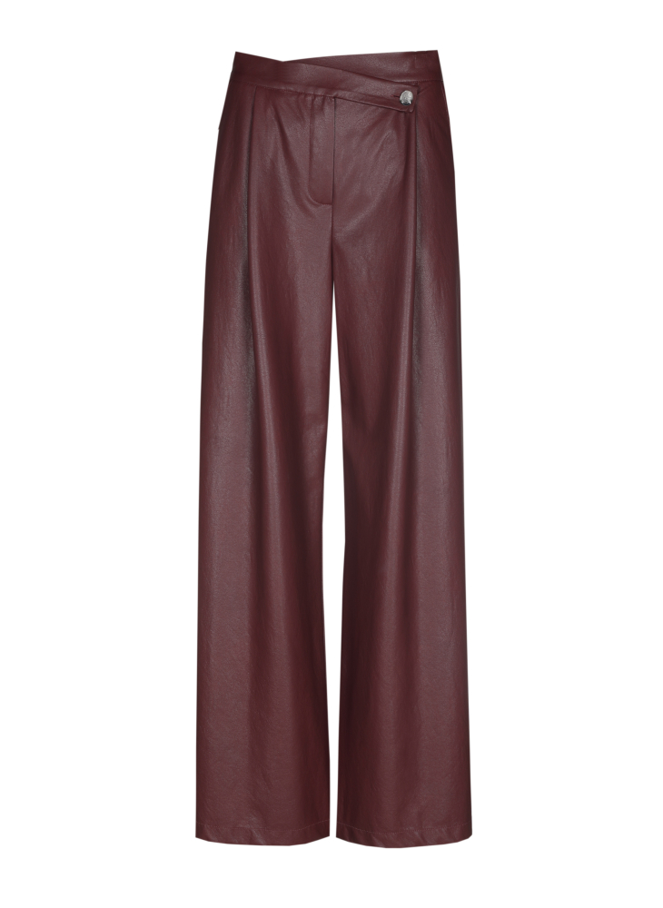 Caroline Biss - CITY CHIC TROUSERS IN VEGAN LEATHER, NORMAL WAIST wine red