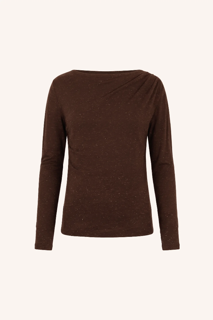 By Bar - Leya Sparkle Top - 775 chocolate brown