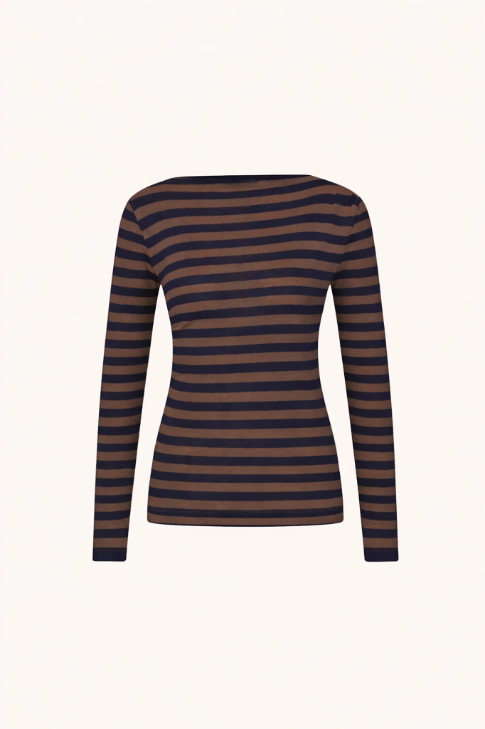 By Bar - Leya Big Stripe Top - 1722 coffee bean
