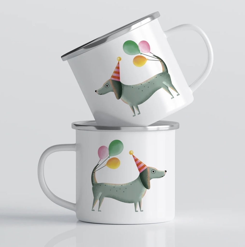 Luckycatstudio - Tasse Emaille - Partydackel