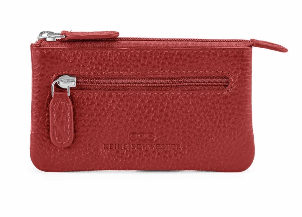 Duo Schlüsseltasche | rot | silber | genarbt