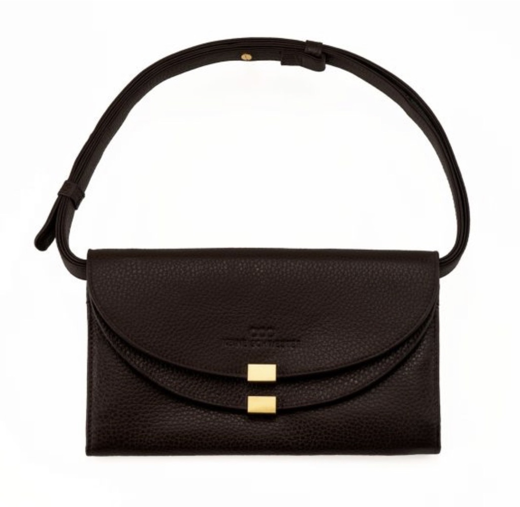 OLIVIA | dunkelbraun | gold | genarbt