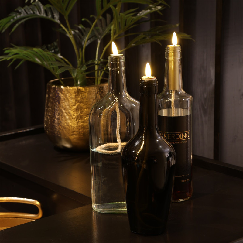 Countryfield - Flaschenaufsatz LED Kerze Korken mit Tau Lyon gold  ø1,9cm 