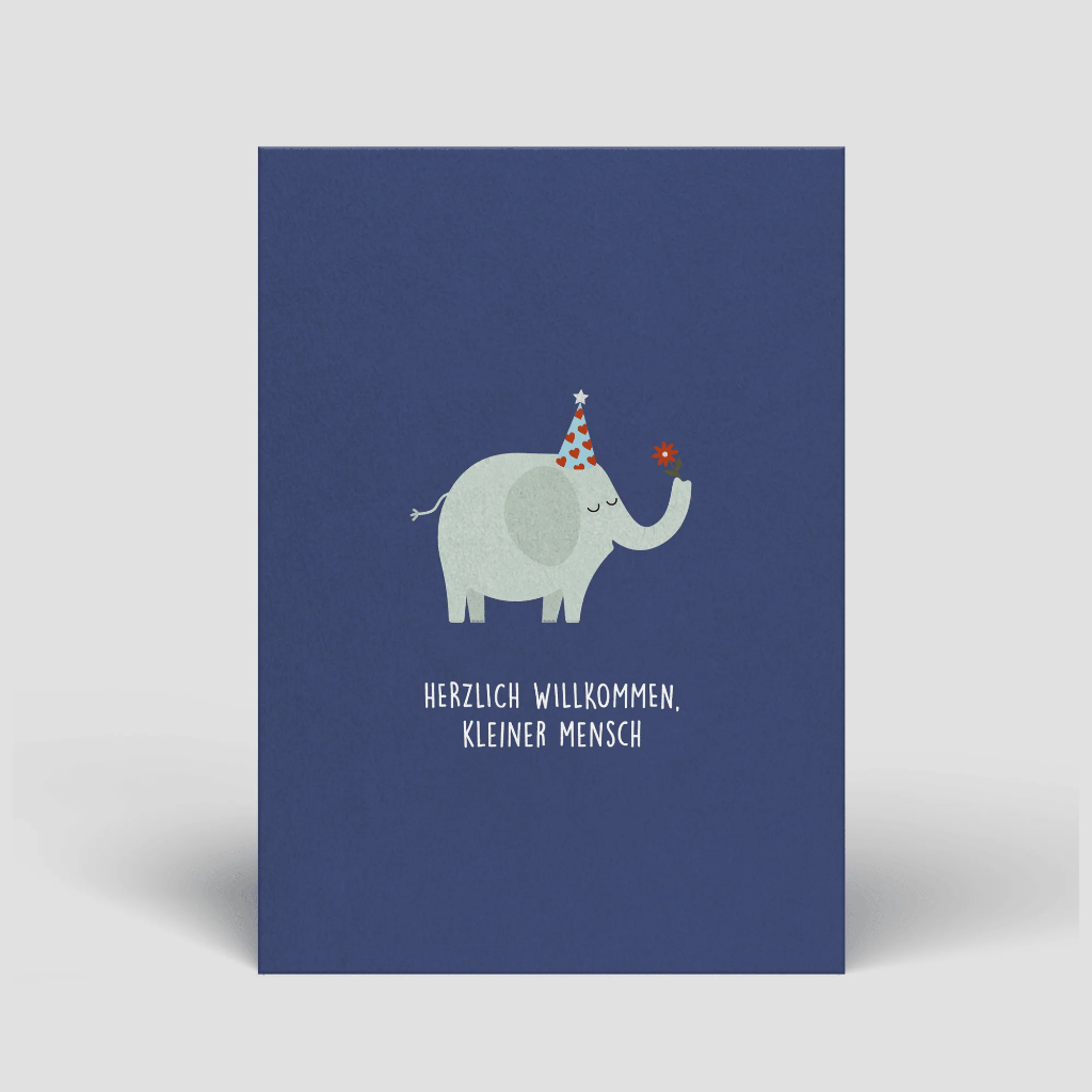 Naturbedacht - Postkarte - Herzlich willkommen kleiner Mensch (Elefant) 