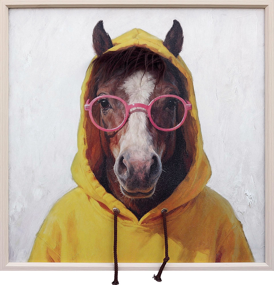 Gerahmtes Acrylgemälde Kunstfell TRENDY HORSE 60x60cm