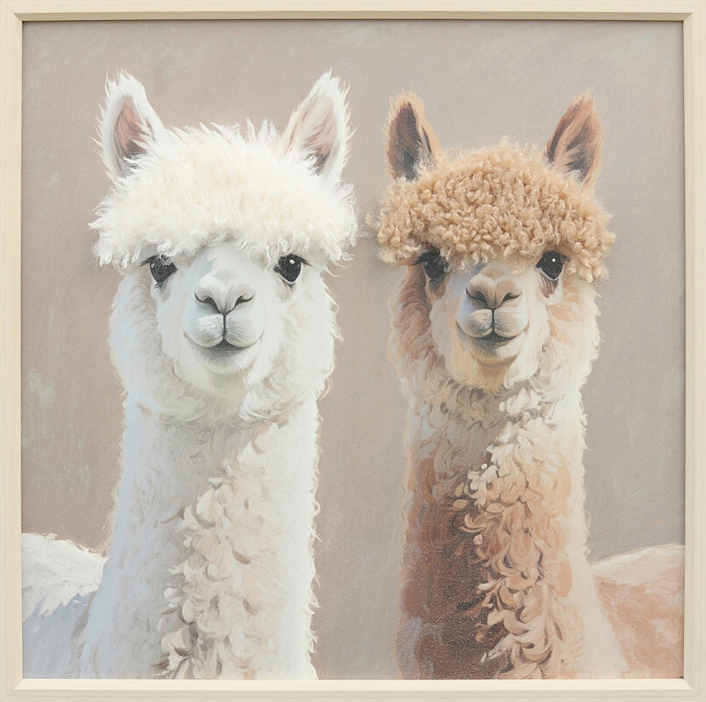Gerahmtes Acrylgemälde Kunstfell BEST LAMA BUDDIES 60x60cm