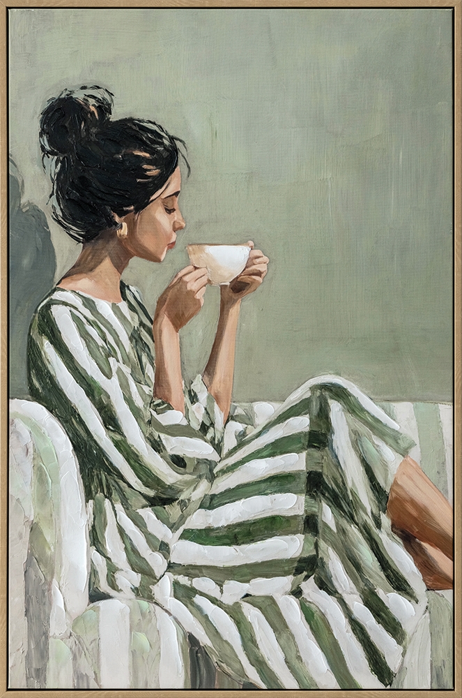 Gerahmtes Acrylgemälde TEA TIME ELEGANCE 60x90cm
