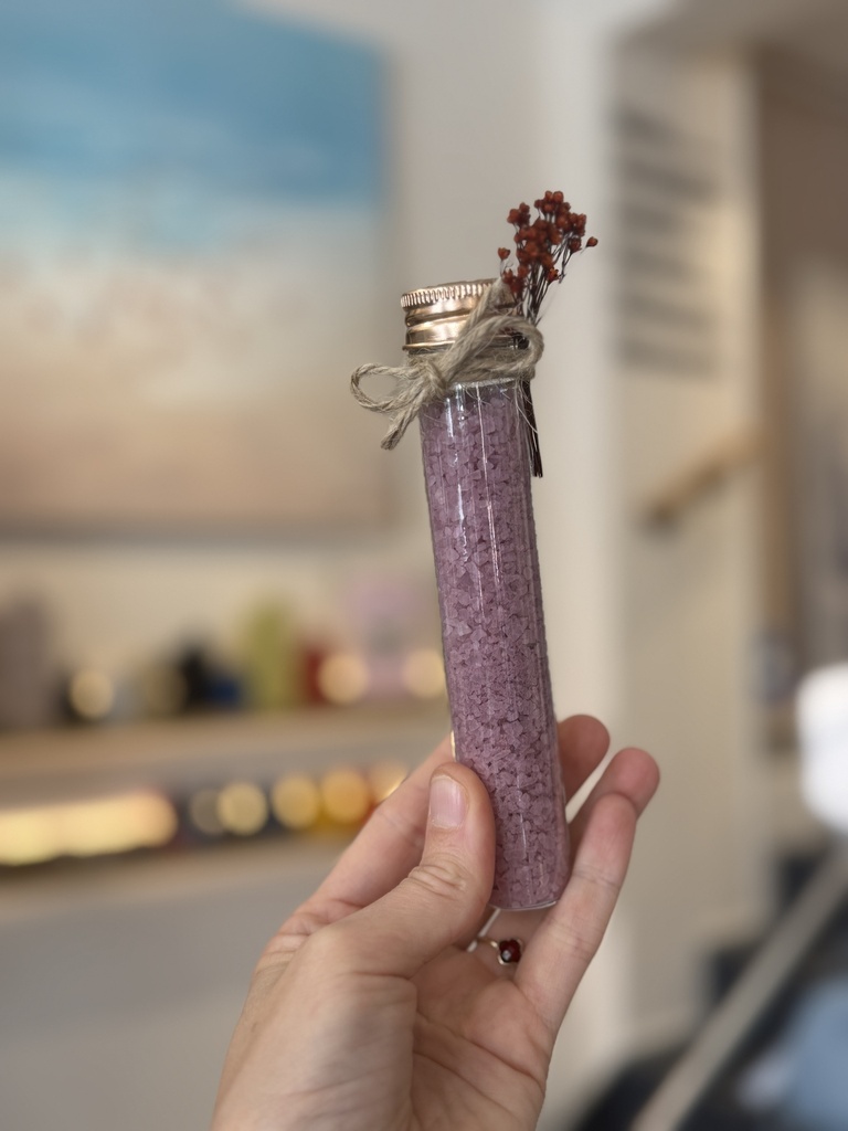 Kunststoff Röhrchen mit Badesalz (Lavendel)