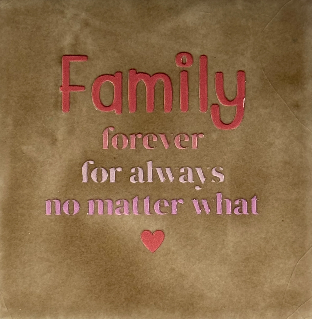 Yett Tiles - Fliese/Untersetzer - Family forever for always no matter what - taupe/combi