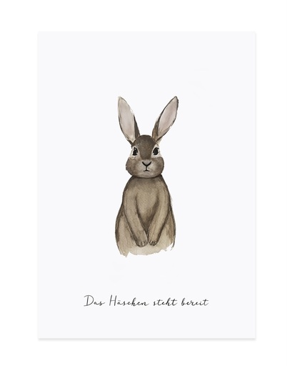 [ES-PK-OSTERHASESTEHTBEREIT] Eulenschnitt - Postkarte - Osterhase Das Häschen steht bereit