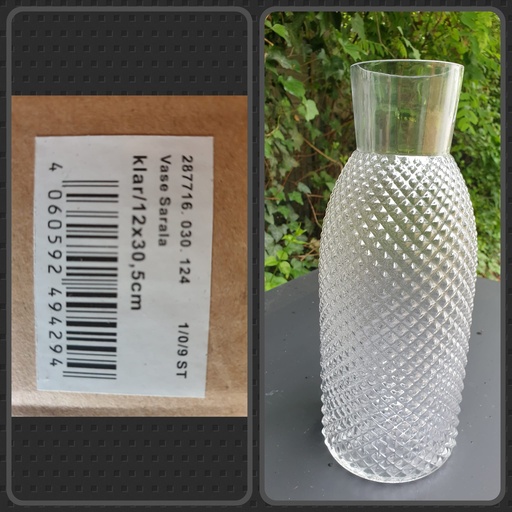 [287716040124] Vase Sarala klar 14x40cm (groß)