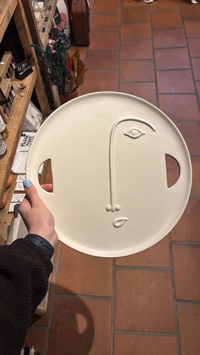 [288586000110] Teller Face Gesicht rund Keramik 35x1,5x35cm creme