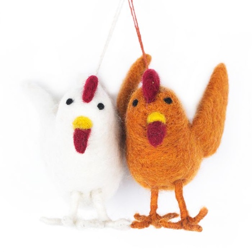 [BSCNCN] Felt so good - Handgefertigter Filz Clucking Chicken Easter Decoration White Ornament 1x weiß