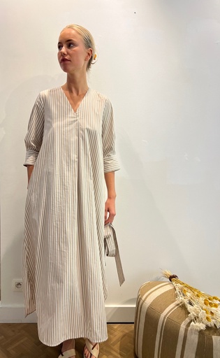 Scapa - Cotton Poplin Maxi Style Dress YOLIJN Beige white striped
