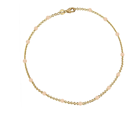 [4635-16-ext-g] Jeberg Jewellery - Rosewood beaded bracelet 16 + 3 cm extension gold