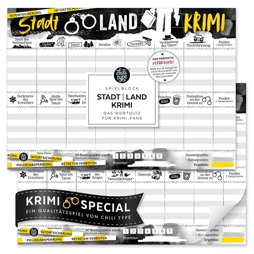 [101024] Chilitype - Stadt-Land-Krimi - Spielblock DIN A4 