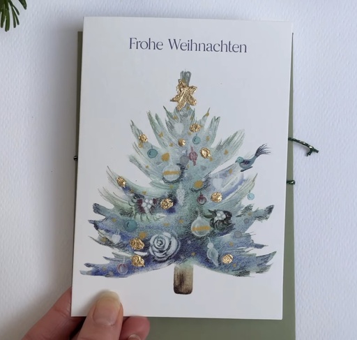 Elena Klein - Klappkarte mit Umschlag - Tannenbaum Frohe Weihnachten mit Blattgold